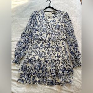 AQUA Floral Print Ruffle Tiered Mini Dress